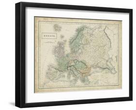 Map of Europe-Sidney Hall-Framed Art Print