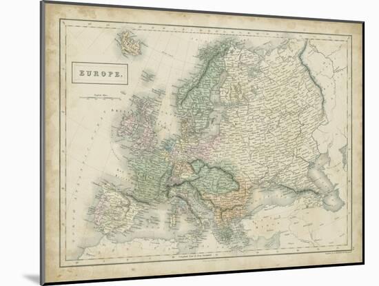 Map of Europe-Sidney Hall-Mounted Art Print