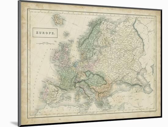 Map of Europe-Sidney Hall-Mounted Art Print
