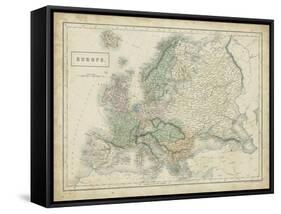 Map of Europe-Sidney Hall-Framed Stretched Canvas