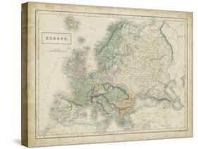 Map of Europe-Sidney Hall-Stretched Canvas