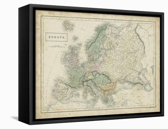 Map of Europe-Sidney Hall-Framed Stretched Canvas