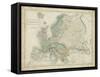 Map of Europe-Sidney Hall-Framed Stretched Canvas
