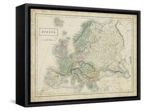 Map of Europe-Sidney Hall-Framed Stretched Canvas