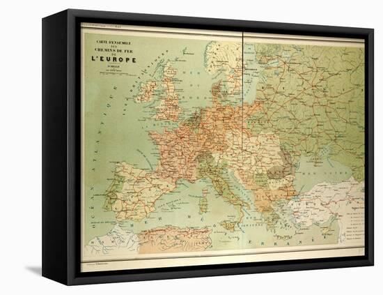 Map of European Railway Lines-null-Framed Stretched Canvas