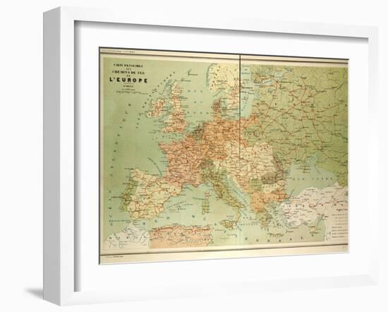 Map of European Railway Lines-null-Framed Giclee Print