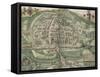 Map of Exeter, from Civitates Orbis Terrarum by Georg Braun-Joris Hoefnagel-Framed Stretched Canvas