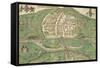 Map Of Exeter-Remigius Hogenberg-Framed Stretched Canvas