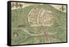 Map Of Exeter-Remigius Hogenberg-Framed Stretched Canvas