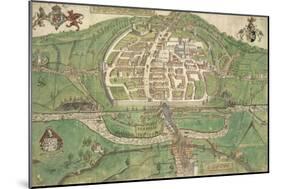 Map Of Exeter-Remigius Hogenberg-Mounted Giclee Print