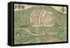 Map Of Exeter-Remigius Hogenberg-Framed Stretched Canvas