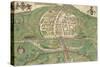 Map Of Exeter-Remigius Hogenberg-Stretched Canvas