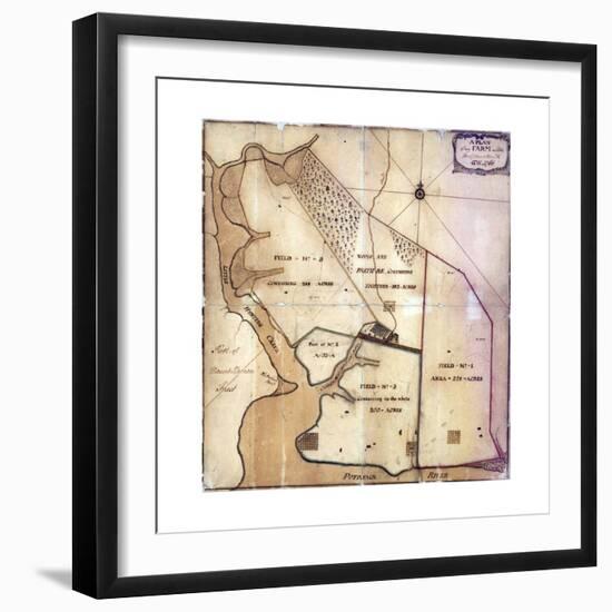 Map of Farm and Surrounding Area Drawn-null-Framed Giclee Print