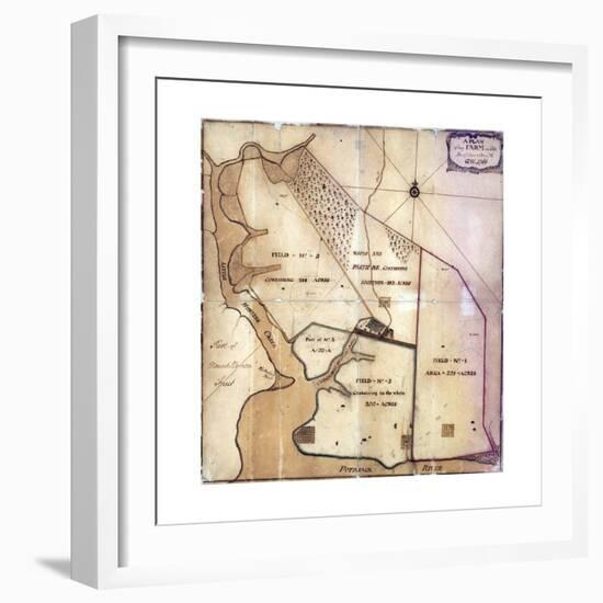 Map of Farm and Surrounding Area Drawn-null-Framed Giclee Print