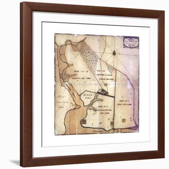 Map of Farm and Surrounding Area Drawn-null-Framed Giclee Print