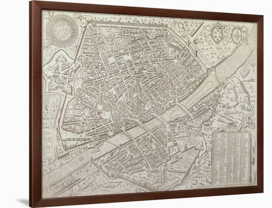 Map of Florence, 1595-Matteo Florimi-Framed Giclee Print