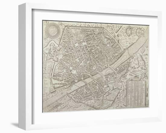 Map of Florence, 1595-Matteo Florimi-Framed Giclee Print