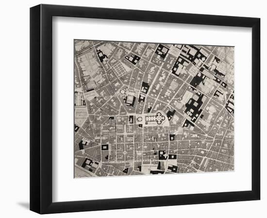 Map of Florence, Detail, 1843 and 1866 (Engraving) (Detail of 100310)-Fantozzi-Framed Premium Giclee Print