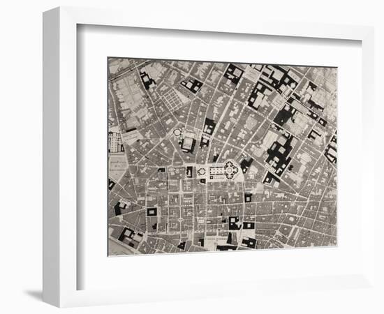 Map of Florence, Detail, 1843 and 1866 (Engraving) (Detail of 100310)-Fantozzi-Framed Premium Giclee Print