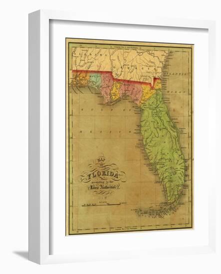 Map of Florida, 1826-A. Finley-Framed Giclee Print