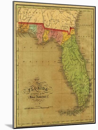 Map of Florida, 1826-A. Finley-Mounted Giclee Print