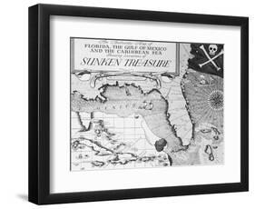 Map of Florida and Caribbean-null-Framed Premium Giclee Print