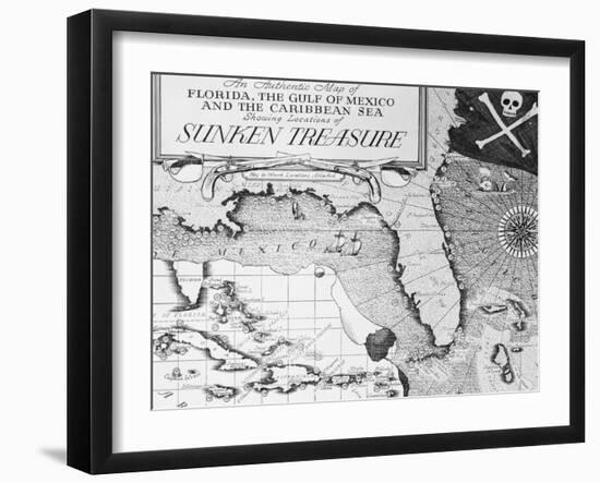 Map of Florida and Caribbean-null-Framed Giclee Print