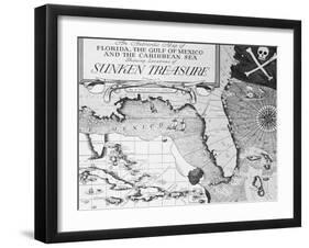 Map of Florida and Caribbean-null-Framed Giclee Print