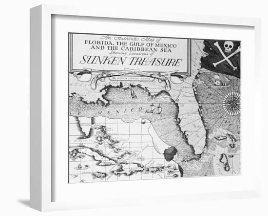 Map of Florida and Caribbean-null-Framed Giclee Print