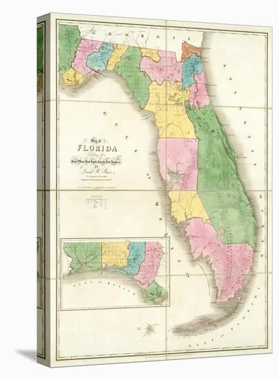 Map of Florida, c.1839-David H^ Burr-Stretched Canvas