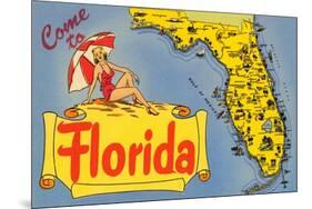 Map of Florida-null-Mounted Premium Giclee Print