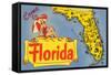 Map of Florida-null-Framed Stretched Canvas