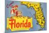 Map of Florida-null-Mounted Art Print