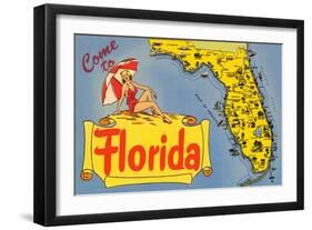 Map of Florida-null-Framed Art Print