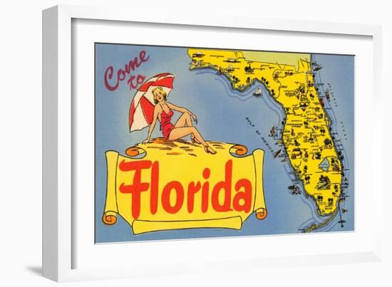 Map of Florida-null-Framed Art Print