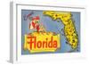 Map of Florida-null-Framed Art Print