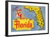 Map of Florida-null-Framed Art Print