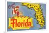 Map of Florida-null-Framed Art Print