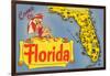 Map of Florida-null-Framed Art Print