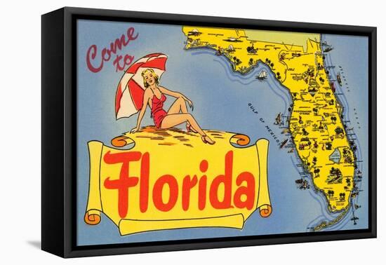Map of Florida-null-Framed Stretched Canvas