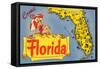 Map of Florida-null-Framed Stretched Canvas