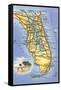 Map of Florida-null-Framed Stretched Canvas