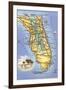 Map of Florida-null-Framed Art Print