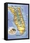 Map of Florida-null-Framed Stretched Canvas