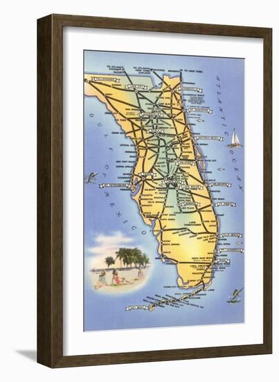 Map of Florida-null-Framed Art Print