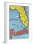 Map of Florida-null-Framed Art Print