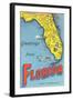 Map of Florida-null-Framed Art Print