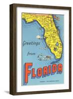 Map of Florida-null-Framed Art Print