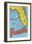 Map of Florida-null-Framed Art Print