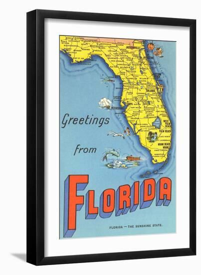 Map of Florida-null-Framed Art Print